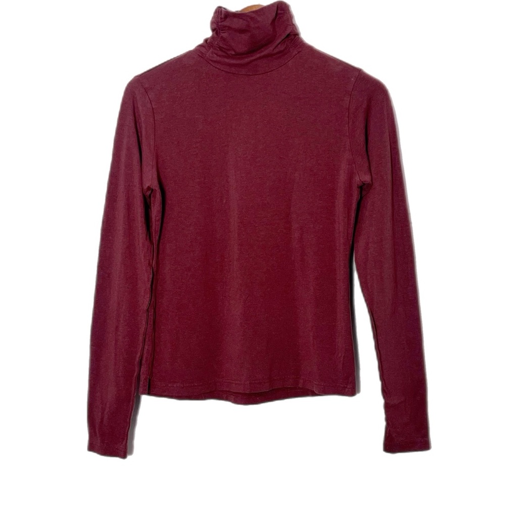 Icelandic Women’s Burgundy Turtleneck Bamboo Organic Cotton Top - Picture 1 of 5
